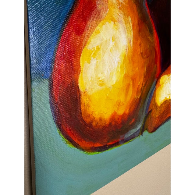 Expressionism Still Life “Pears” Original Oil Painting on Canvas - Unsigned Unknown Artist For Sale - Image 4 of 10