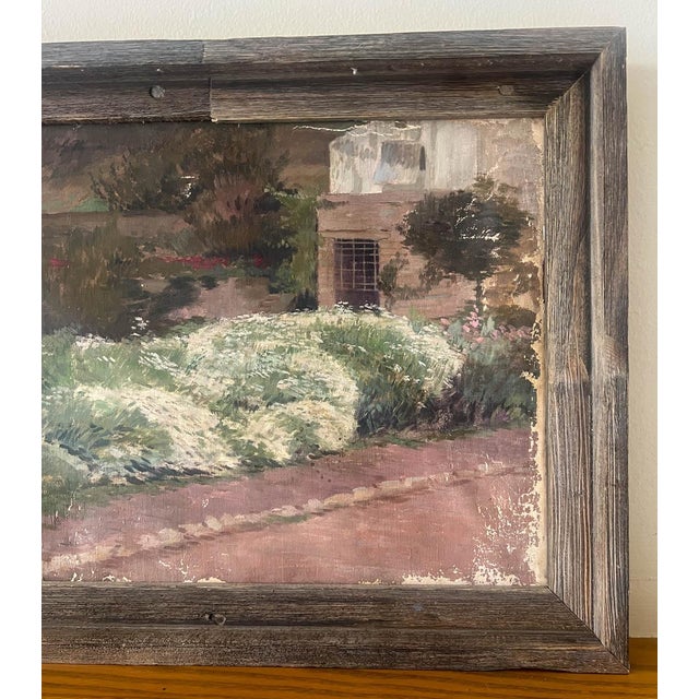 Acquired in Paris, a beautiful 19th century French landscape oil painting on canvas. The painting has pleasing muted...