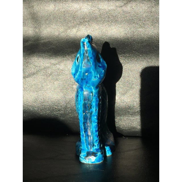 Bitossi Bitossi Double Sided Turquoise Blue Ceramic Cat For Sale - Image 4 of 8