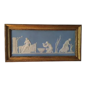 19th Century Wedgwood Light Blue Jasperware Plaque Birth of Achilles