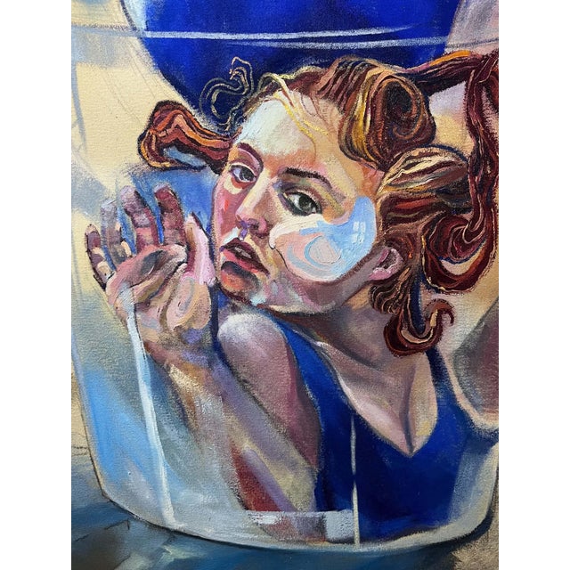Figurative Circus High Diver Into Glass With Sketches Unstretched Canvas Joni Wildman Oil Painting For Sale - Image 3 of 15