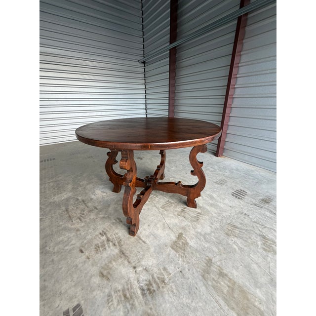 Wood Antique Spanish Revival Round Table For Sale - Image 7 of 12