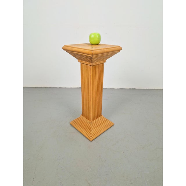 Vivai del Sud Vintage Rattan Pedestal from Vivai del Sud, 1980s For Sale - Image 4 of 7