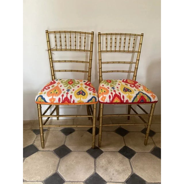 Red Antique Golden Wooden Chairs, 1890s, Set of 2 For Sale - Image 8 of 9