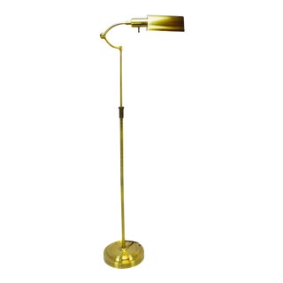 Vintage Metal Telescoping Bankers Floor Lamp Antiqued Brass Finish For Sale