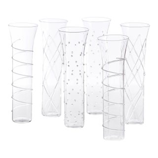Razzle Dazzle Champagne Flutes with Clear Accents, Set of 6 For Sale
