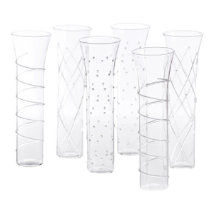 Razzle Dazzle Champagne Flutes with Clear Accents, Set of 6