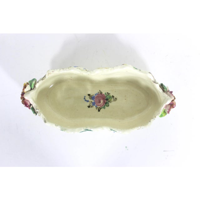 1930’s Italian Renaissance Revival Nova Rose Floral Faïence Ceramic Hand Painted Jardiniere Planter, Made in Italy For Sale - Image 4 of 11