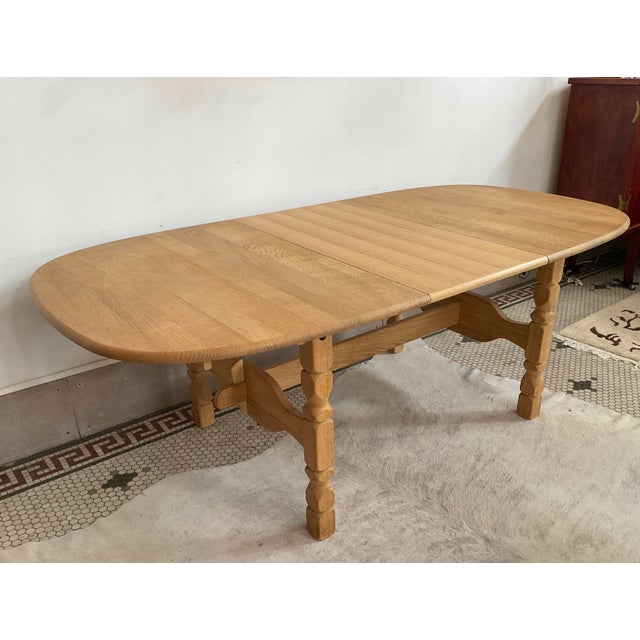 1970s Danish Brutalist Extendable Oak Dining Table in the Style of Henning Kjærnulf For Sale - Image 15 of 16