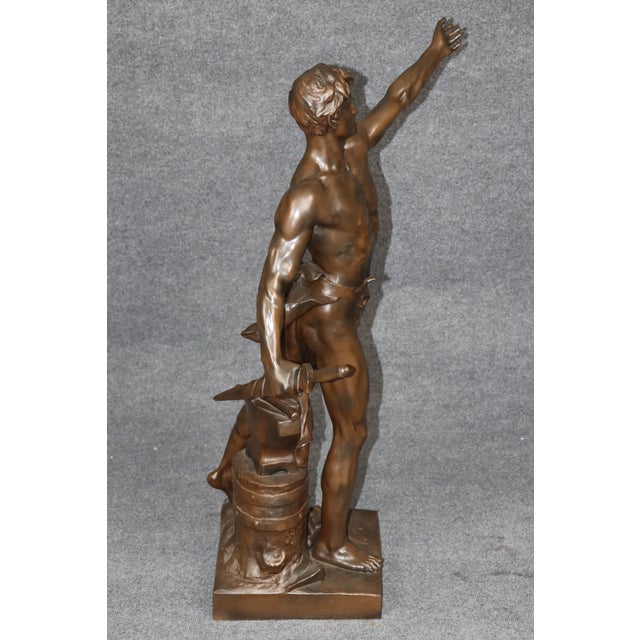 Antique French Bronze Titled Le Devoir Civique, After Eugene Marioton. For Sale - Image 4 of 16