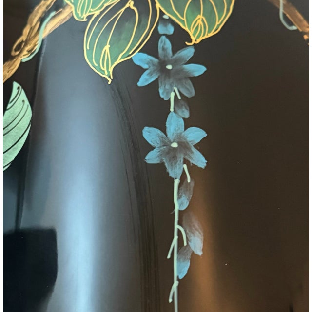 Pair of Chinoiserie Black Lacquer Cylindrical Pedestals For Sale - Image 9 of 11