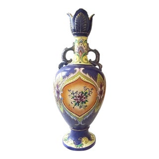 Antique Japanese Satuma Hand-Painted Moriage Vase For Sale