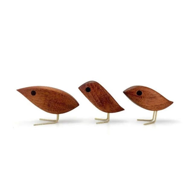 Mid Century Modern style "Trio of Birds" inspired by the wooden bird figurines of Danish designer Jacob Hermann. The birds...
