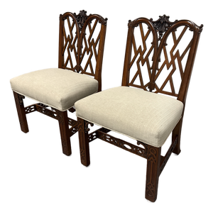 Chippendale Vintage Side Chairs, Pair
