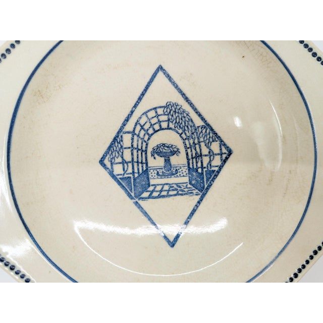 Ceramic Art Deco Blue and Ivory Ceramic Plates from Atelier Primavera, 1930s, Set of 2 For Sale - Image 7 of 11