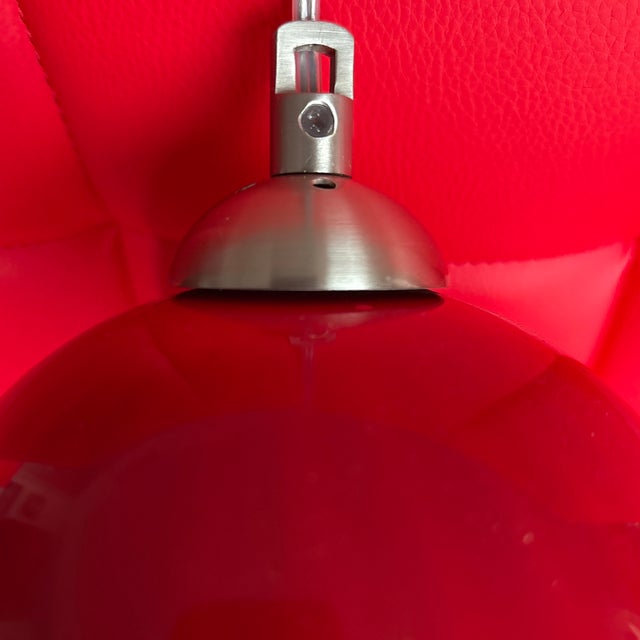 Red Unusual Pottery and Glass Hanging Pendant Lamp For Sale - Image 8 of 10