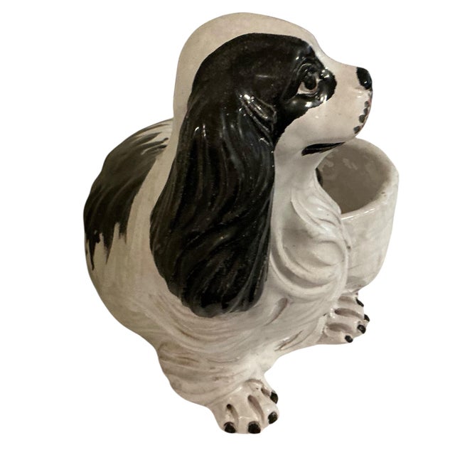 Ceramic 1960s Hollywood Regency Italian Terracotta Spaniel Dog Planter Bowl For Sale - Image 7 of 8