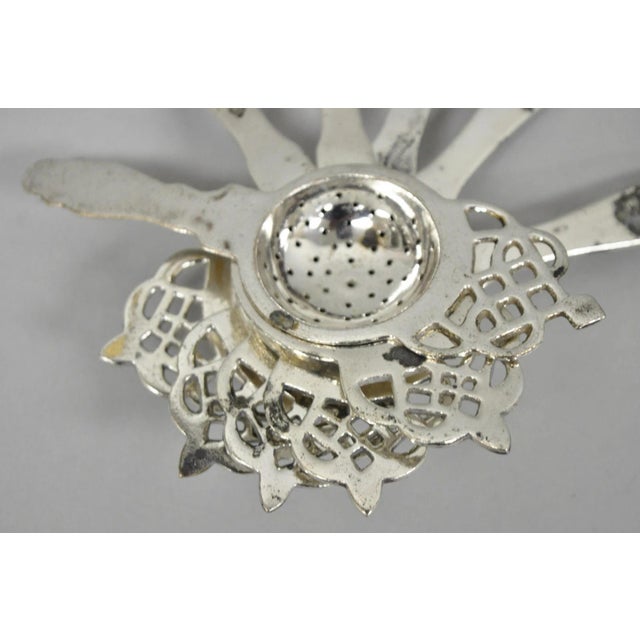 Antique d.w. Haber & Son Ny Silver Plated Victorian Tea Strainer - Set of 6 For Sale - Image 4 of 14