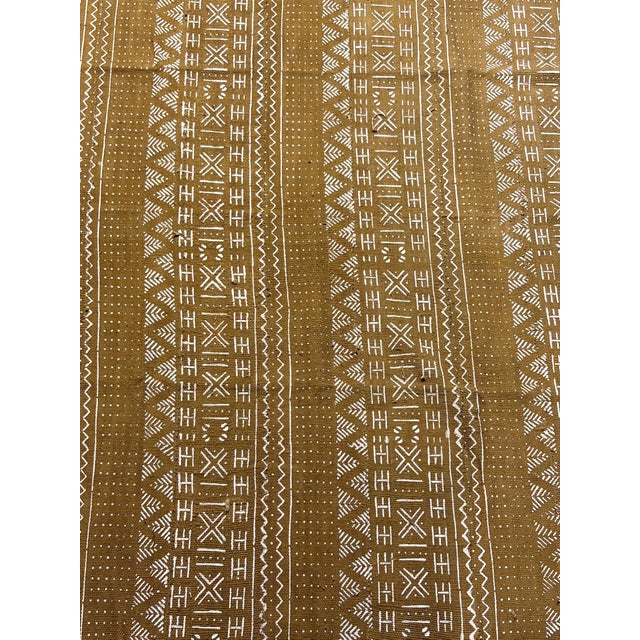Textile African Large Mustard & White Mud Cloth Textile Mali 66" by 36.5" For Sale - Image 7 of 7
