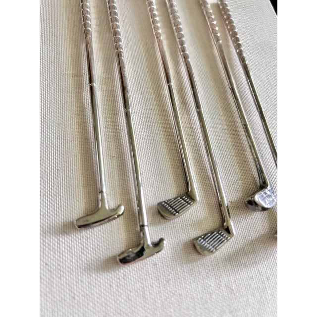 1960s Vintage Silverplate Golf Club Cocktail Stirs, Swizzles, Set of 6 For Sale - Image 5 of 6