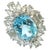 Bochic “Orient” Art Deco Blue Topaz and White Topaz Set 18K Gold&Silver, Size 7 For Sale