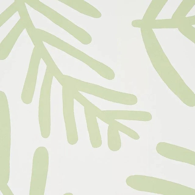 Abstract Sample - Schumacher X Caroline Z Hurley Tiah Cove Wallpaper in Sage Leaf For Sale - Image 3 of 5