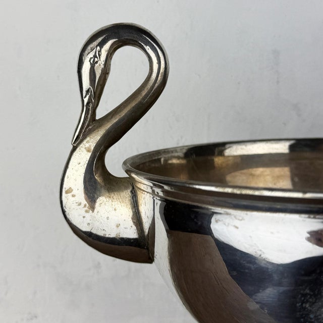 Silver Art Deco Silver-Plated Swan Centerpiece with Swan Handles, 1920s For Sale - Image 8 of 13