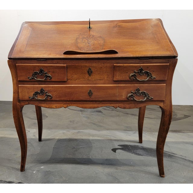 Antique Country French secretary desk with marquetry detail. Dating from the early 1800's in the Louis XV or French...
