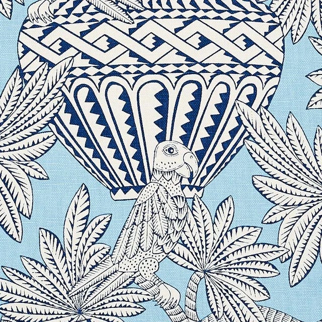 Traditional Sample - Schumacher Santarem Fabric in Sky For Sale - Image 3 of 4