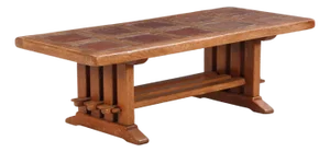 A French Brutalist Style Tiled Oak Coffee Table, C. 1960.