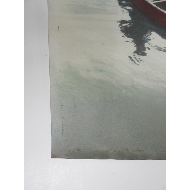 Rustic Early 20th Century Fishermen in Canoe Colortone Photograph For Sale - Image 3 of 3