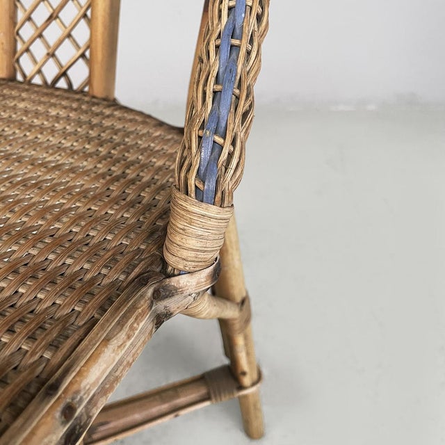Art Nouveau Italian Chairs in Rattan and Light Blue Rattan, 1900s, Set of 2 For Sale - Image 9 of 18