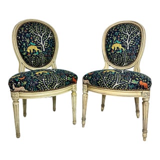 Kindel Side Chairs Animalia Newly Upholstered Vintage - A Pair For Sale