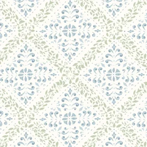Sample - Borastapeter Nyborg Wallpaper in Blue and Green