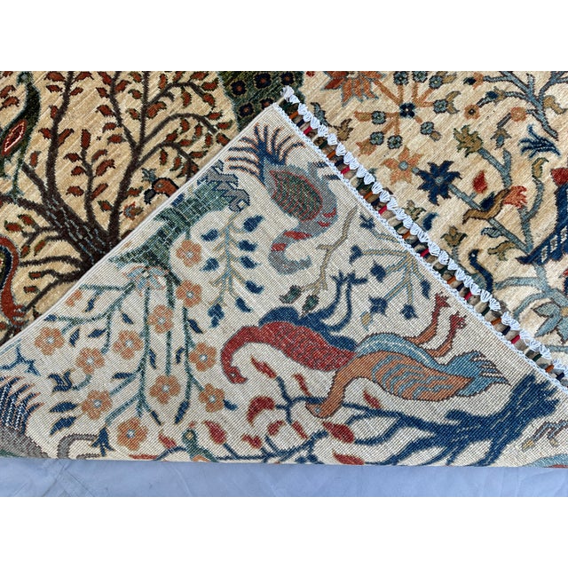 Hand-Knotted Afghan Tree of Life Pictorial Wool Area Rug - 8'1" X 9'9" For Sale - Image 13 of 13