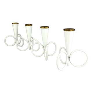 White Candleholders by Gunnar Ander for Ystad-Metall, Sweden, 1950s, Set of 4 For Sale