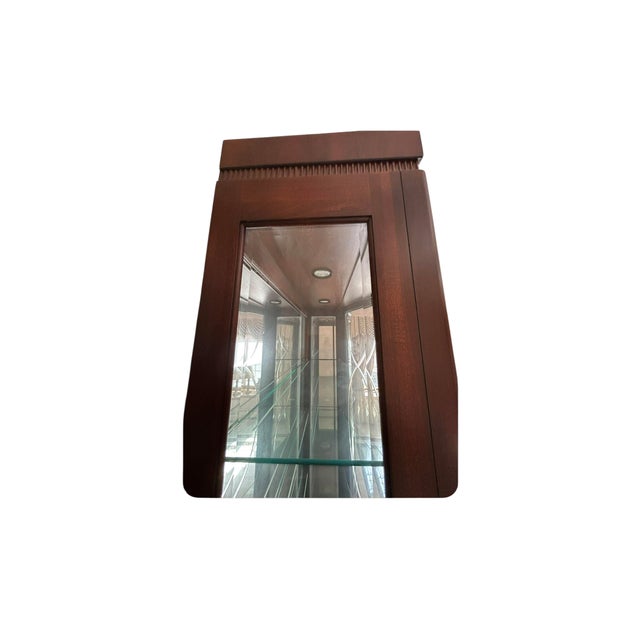 1990s Thomasville Mahogany Bogart Serpentine Curio Cabinet Hutch Shelf Breakfront For Sale - Image 13 of 18
