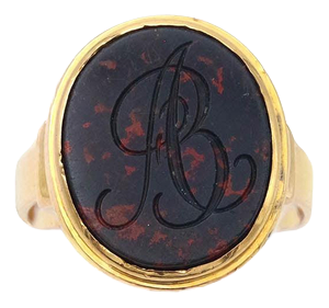 Bloodstone Signet Ring in 18k Rose Gold
