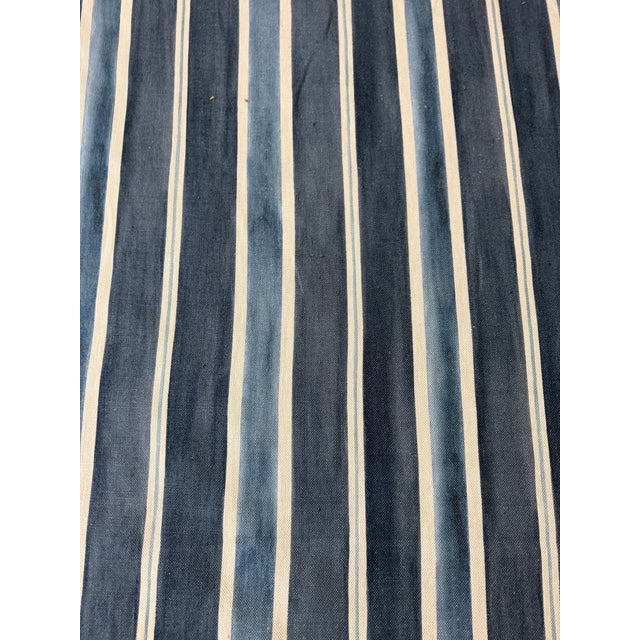 2020s Lakeside Stripe Linen Fabric by Pollack in Indigo Blue 5 Yards For Sale - Image 5 of 6