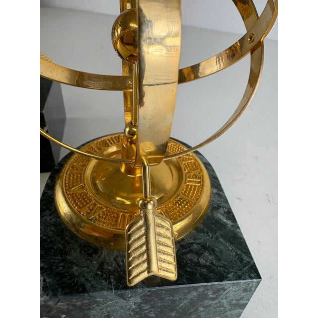 Brass Mid-Century Vintage Marble and Brass Armillary Bookings/Pair For Sale - Image 8 of 9