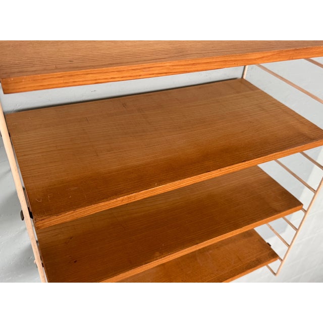 Vintage Scandinavian Wall Bookcase with Oak Shelves, 1960s For Sale - Image 10 of 12