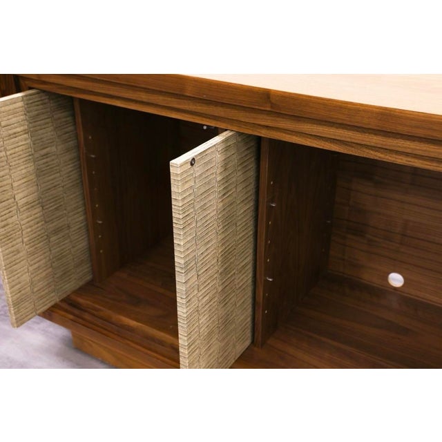 Wood Large Faux Snakeskin and Walnut Long Credenza Sideboard For Sale - Image 7 of 11