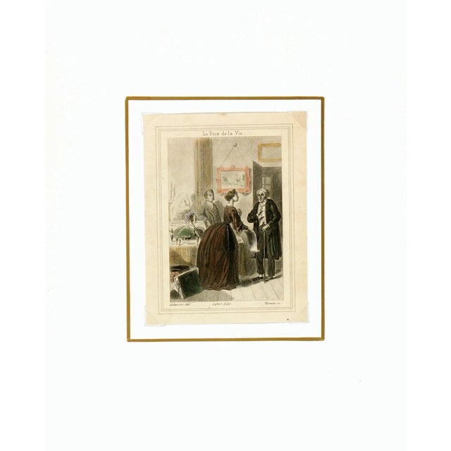 Victorian Antique French Engraving, C. 1860 For Sale - Image 3 of 4