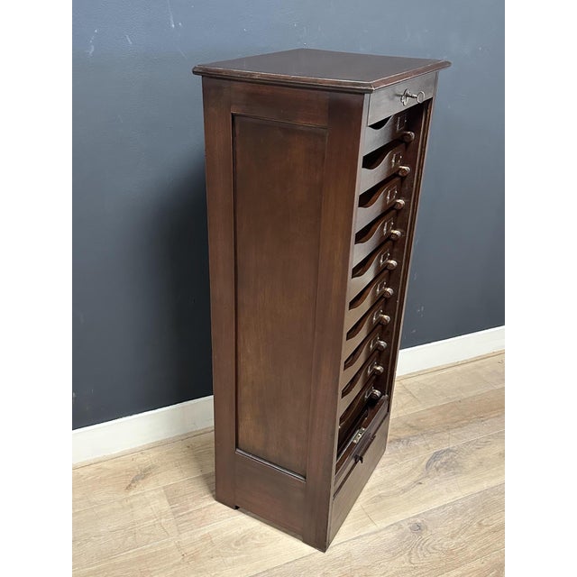 Vintage Roll-Top Filing Cabinet in Mahogany, 1930s For Sale - Image 3 of 12