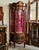 French Curved Vitrine Cabinet With Tufted Velvet Interior, Gold Leaf & Bronze Details For Sale - Image 3 of 3