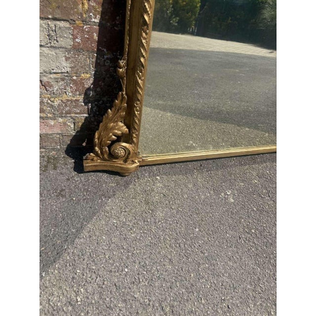 Large Antique 19th Century English Gilt Arched Top Overmantle Mirror For Sale - Image 6 of 8