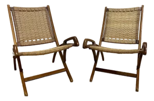 1960s Beach Folding Chairs, Gio Pontí Style- a Pair