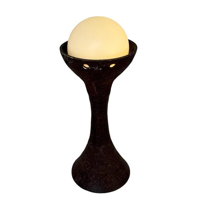 Mid-Century Modern Floor Lamp with White Opaline Shade and Brown Ceramic Base from Doria Leuchten, 1960s For Sale - Image 6 of 9