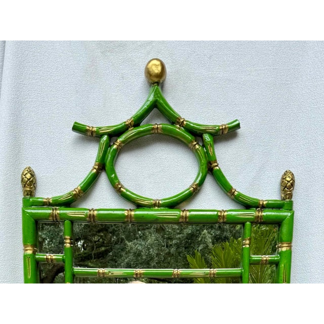 Elevate your home décor with this exquisite Vintage Palm Beach Regency Pagoda Style Faux Bamboo Wall Mirror, a true...