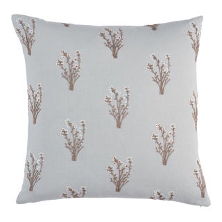 Schumacher x Johnson Hartig Stora Embroidery 22" Pillow in Mineral For Sale